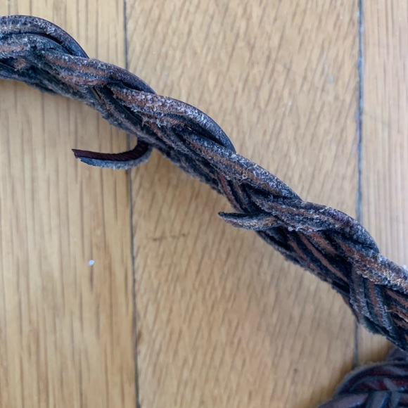 SOLD Anthropologie Dark Brown Woven Leather Belt L - Picture 4 of 4
